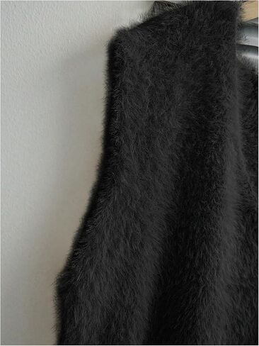 SweatyRocks Women's Faux Fur Sweater Vest Fuzzy V Neck Sleeveless Knit Vest Top in Saudi Arabia