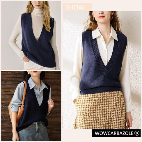 WOWCARBAZOLE WIND'S SWEATER VEST V الرقبة Pullover Tankwear Tank TOP TRENDY SLEEVERESS FALL 2024 in Kuwait