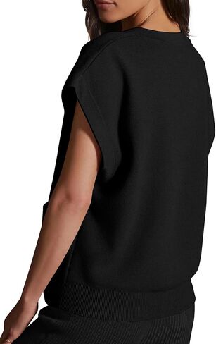 Womens Cardigan Sweater Vest Lightweight V Neck Button Down Cap Sleeve Knit Tops Loose Sleeveless 2025 Spring Outfits in Saudi Arabia
