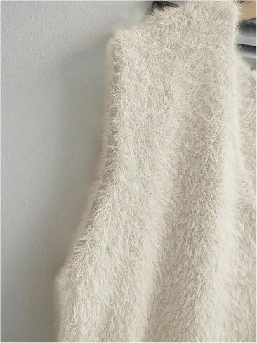 SweatyRocks Women's Faux Fur Sweater Vest Fuzzy V Neck Sleeveless Knit Vest Top in Saudi Arabia