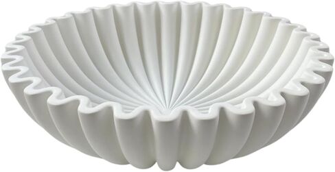 Large Decorative Bowl,White Decorative Bowls for Home Decor - Ruffle Decor - Fluted Bowl - Scalloped Bowl-Stylish Key for Entry Table in Saudi Arabia