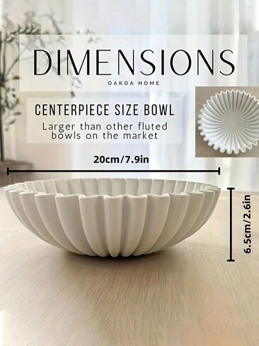 Large Decorative Bowl,White Decorative Bowls for Home Decor - Ruffle Decor - Fluted Bowl - Scalloped Bowl-Stylish Key for Entry Table in Saudi Arabia