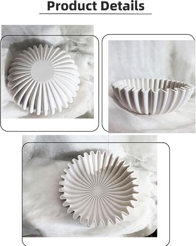 Large Decorative Bowl,White Decorative Bowls for Home Decor - Ruffle Decor - Fluted Bowl - Scalloped Bowl-Stylish Key for Entry Table in Saudi Arabia