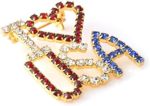 Gold Silver Crystal Rhinestone Wavy American USA Patriotic Flag Pin in Saudi Arabia