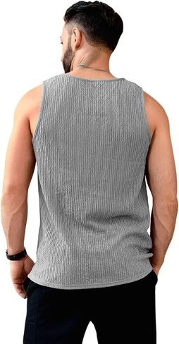 Men's Tank Tops Summer Sleeveless T Shirt Casual Ribbed Knit Muscle Basic Tee Shirts in Kuwait