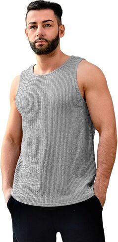 Men's Tank Tops Summer Sleeveless T Shirt Casual Ribbed Knit Muscle Basic Tee Shirts in Kuwait