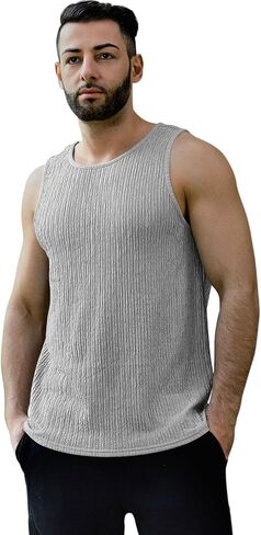 Men's Tank Tops Summer Sleeveless T Shirt Casual Ribbed Knit Muscle Basic Tee Shirts in Kuwait