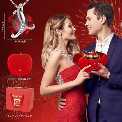 Preserved Real Red Rose with l Love You Necklace Eternal Forever Flowers Rose Birthday Gifts for Women Her Mom Wife Girlfriend Grandma on Valentines Mothers Day Christmas Anniversary Romantic-Red in Kuwait