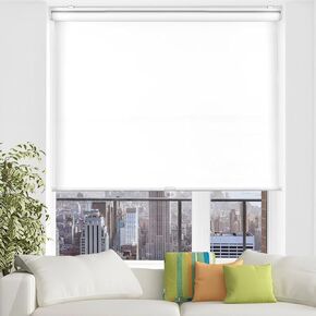 Cordless 100% Blackout Roller Blinds for Windows, Thermal Insulated UV Protection Roll Up Window Blinds and Shades,Easy to Install and Clean (34" Wx72 H & White)