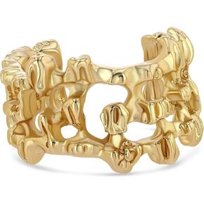 Gold Adjustable Abstract Textured Statement Open Ring for Women by SNGIA, Dainty Summer Beach Handmade Unique Band, Chunky Minimalist Stackable Cute Cuff Ring Birthday Gift, Bold Exaggerated Irregular Trendy Ribbed Jewelry, Patterned Fashion Accessories, 