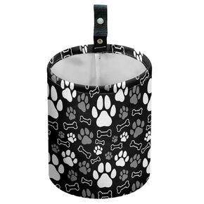 Paw Print Bone Car Trash Can Waterproof Garbage Can Car Seat Back Hanging Trash Bag Portable Camping Garbage Bin Storage Bag Collapsible Trash Container for Vehicle Kitchen Camping