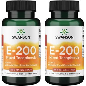 Swanson Vitamin E Mixed Tocopherols 200 Iu (134 Milligrams) 250 Sgels (2 Pack)