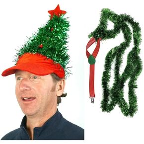 30 واط Tinsel Tree Tree Hat و Respenders لموسم العطلات | حفلات موضوع الموسم ، العطلات السنوية ، عشاء عيد الميلاد | هدفة مثالية للأصدقاء والعائلة | حجم واحد ، مناسب أكثر