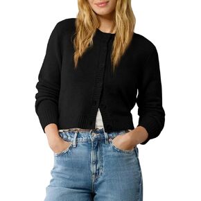 Urban Coco Women Crew Neck Cardigan Sevidgan Sendents Cardigan Longe Sleeve Open Front Button لأسفل سترات سترة in Kuwait