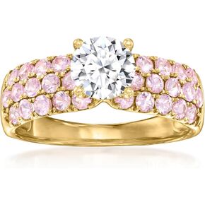 Ross-Simons 1.00 قيراط خاتم الماس مع مختبر مع 1.00 م كد. T.W. الياقوت الوردي في الذهب الأصفر 14kt