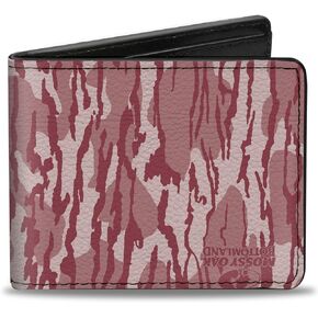 Buckle-Down Men's Mossy Oak Wallet, Bifold, Bottomland Camo Pinks, Vegan Leather, 4.0" x 3.5"