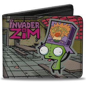 محفظة Nickelodeon المحفظة ، Bifold ، الغازي Zim Gir Dog Cafeteria وشعار العنوان ، جلد نباتي