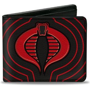Hasbro Wallet ، Bifold ، Gi Joe Cobra Ripple Logo Black Red ، جلد نباتي