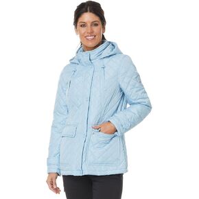 Tommy Hilfiger Womens Quilted Jacket Contrast Snaps Button Down Jacket