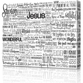 Generic Jesus Christian Canvas Wall Art Names of God Bible Verse Wall Decor Poster HD Print Wall Decor for Living Room Framed 12x16in