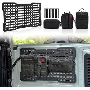 Maiker Off Road Tailgate Chorgion Panel Dait -Molle Panel Steel Carg Cargo Storage Storage حامل الأمتعة مع 3 أكياس تخزين لإكسسوارات فورد برونكو 2021 2022 2023 2/4 أبواب