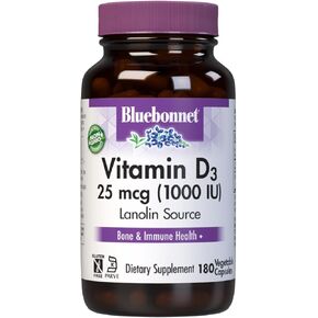 BlueBonnet Vitamin D3 1000 IU Vegetable Capsules, 180 Count