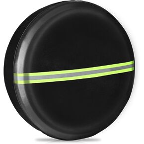 Spare Tire Cover for RV Trailer, Waterproof PVC Leather Wheel Cover for Spare Tire, Camper Tire Covers with Green Reflective Strip for RV Trailer, Jeep, Truck, SUV 14" (for Diameter 25.59-27.2 inch)