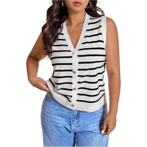 Verdusa Women's Plus Seize Top Top Estrendy Old Money Button Button Downles Sweater Tops