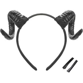 MOSTORY Black Demon Horns Headband - Devil Sheep Horns Headband Goat Horn Hairband for Halloween Renaissance Renfaire Costume Adult Cosplay Photo Shoot in Saudi Arabia