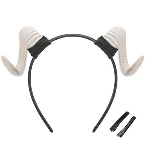 MOSTORY Black Demon Horns Headband - Devil Sheep Horns Headband Goat Horn Hairband for Halloween Renaissance Renfaire Costume Adult Cosplay Photo Shoot