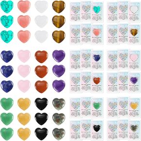 الحجر الطبيعي الجيب الجيب الرمز المميز ، 36pcs شكل القلب الأحجار الكريمة ، والقلق الحجارة الهدايا السائبة لزملاء العمل إيجابية شكرا لك هدايا لك