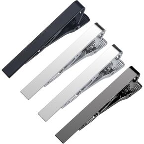 4 Pcs Skinny Tie Clip Tie Black Silver Bar Clip Set for Men Necktie Clips Pins Suitable Regular Ties Wedding Anniversary Business Mens Father Male Friend Festival Gift 2.17 × 0.24 × 0.75 Inches Copper