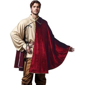 Medieval Shoulder Cape Renaissance Costume cloak Viking Shoulder Cape Lace Up Cape for Halloween Costume