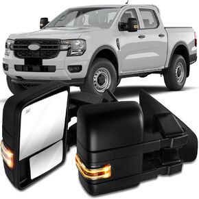 OCPTY Towing Mirrors Power Heated Left Driver Right Passenger Side Tow Mirrors Fit For 2004-2014 For Ford For F-150 Pickup Truck With Turn Signal Puddle Light With Black Housing