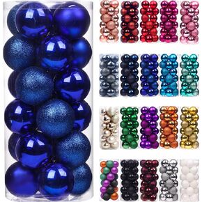 Emopeak 24Pcs Christmas Balls Ornaments for Xmas Christmas Tree - Mini Shatterproof Christmas Tree Decorations Hanging Ball for Holiday Wedding Party Decoration, Royal Blue