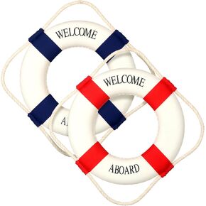 2 PCS Lifebuoy Wall Decor Decor Life Life Preserver Ring Decorative Help على متن البحر الأبيض المتوسط ​​على الطراز