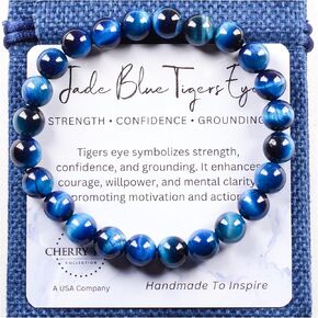 Cherry Tree Collection - Handmade Crystal Beaded Stretch Bracelets For Women and Men - Small, Medium, Large Sizes - Healing Properties Card - 8mm Round Beads