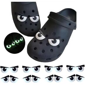 LIU JUN Funny Shoe Charms For Women Men, 4Pairs/8Pairs PVC Night Light Big Eyes Sandals Decoration Party Accessories Gift Jewelry