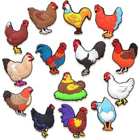 Hen Shoe Decoration Charms, Chicken Charms Accessories for Shoes, Bracelets, Wristbands, Sandals, Gifts for Birthday, Party, Holiday, Kids, Teens, Adults