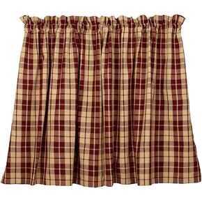 The Country House Collection Burgundy Farmhouse Star 24" Curtain Tiers