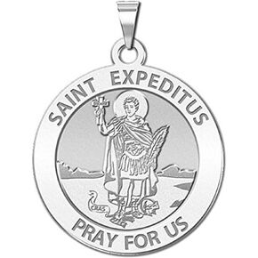PicturesOnGold.com Saint Expeditus Round Religious Medal - 2/3 Inch Size of Dime, Sterling Silver