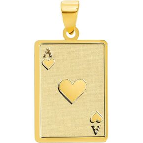 14K الذهب الصفراء Ace of Hearts Card قلادة