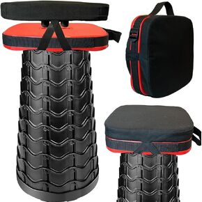 Portable Foldable Stool Bundle Set - Large Square Collapsible Stool + Thick Seat Cushion - Great Value Pack for Camping Travel Picnic Gardening
