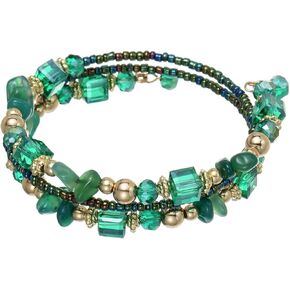 Crystal Stackable Bracelets for women Elegant Multi Color Chips Bohemian Beaded Coil Bangle Bracelets for Gifts