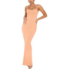 REORIA Women's Summer Lace Slip Lounge Long Dress Sexy Casual Elegant Backless Ribbed Bodycon Maxi Dresses in Kuwait