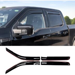 موسع حرس المطر الممتد متوافق مع 2015+ F150 2017+ Raptor F-250 F-350 F-450 F-550 Super Duty Supercrew Front and Ginds Indivers Windows Deplectors 4PCS Accessories 4PCS