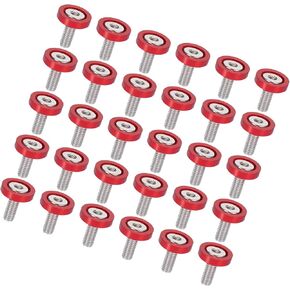 30pcs Bumper Mudguard Washer Bolts M6x1.0 Aluminum Alloy Engine Bay Dress Up Screw Red Stable