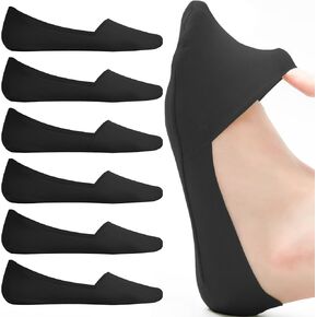 jaoswish no show socks womens for flats laffors ， no see footies nylon non slip invible liner silk silk 6 bairs