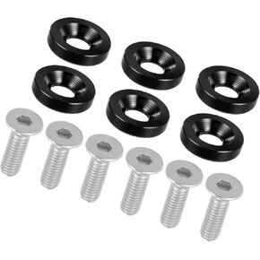 Universal Finishing Countersunk Fender Bumper Washers, Gasket Screw Engine Bay Fastener Kit for Car Motorcycle Mechanical RC Parts, M6, Durable, Aluminum Alloy, Black, 6pcs Stable