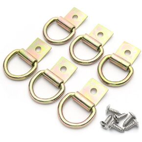 6 PCS Steel D-Ring Tie أسفل السنانير المرساة ، الصلب المطلي بالزنك 1/4 "حلقات انتقاد شديدة التحمل لمرسي ​​سرير مقطورة الشاحنة ، بيك آب ، مستودع ، مرآب ، العربة ، الشاحنة ، القوارب ، حلقة د مع مسامير ، مجلفن